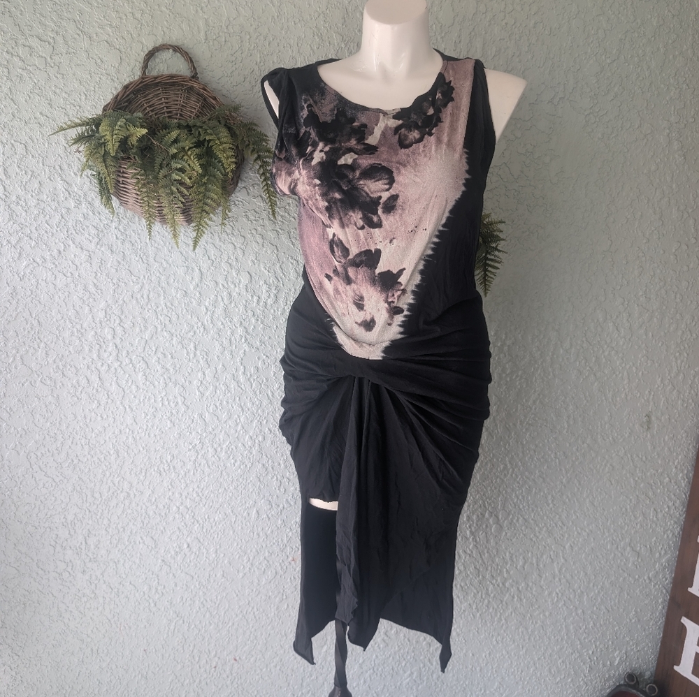 Allsaints Riviera Flora Gathered Dress -‎ Black Size M - Picture 5 of 8